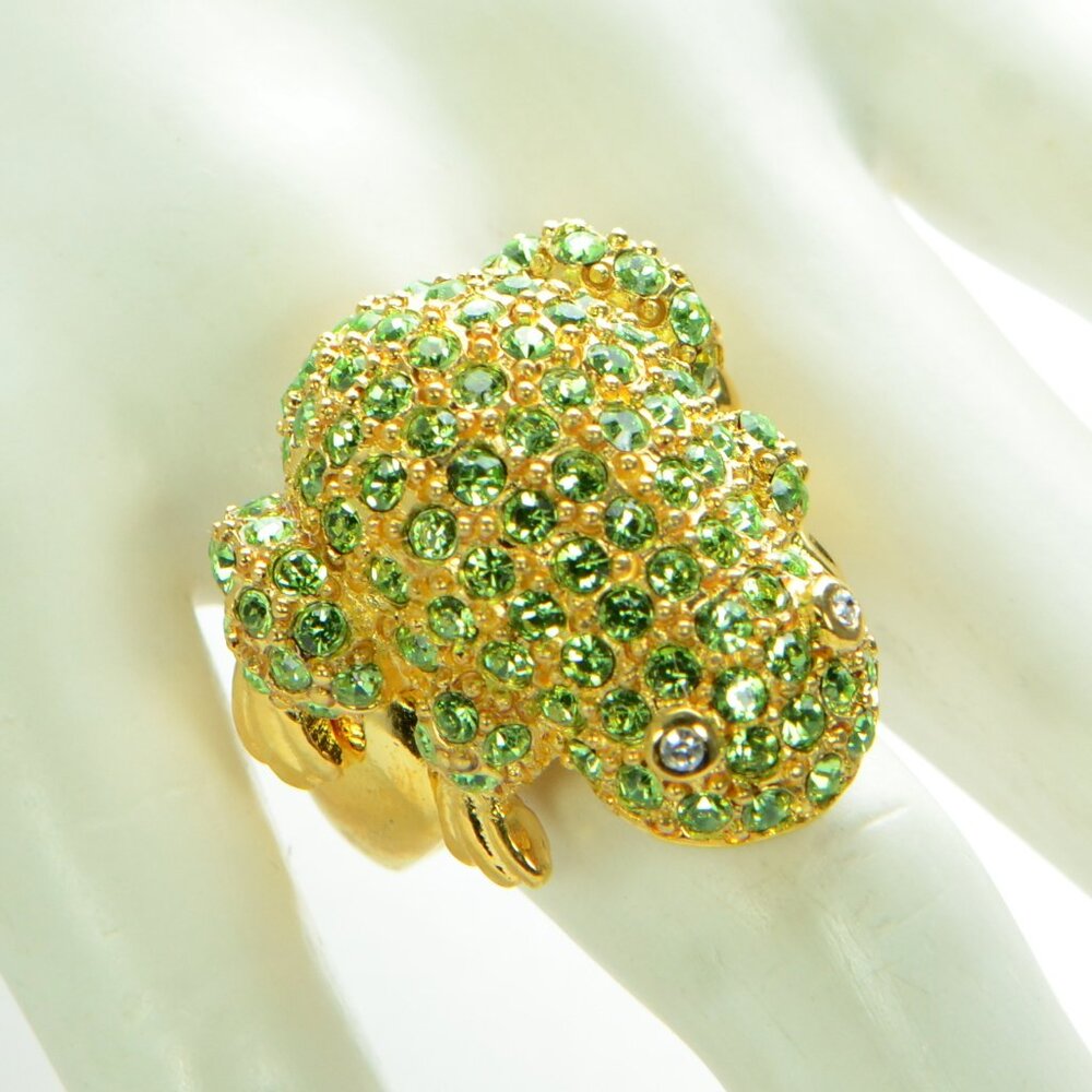 Kenneth Jay Lane Gold-tone Crystal Frog Cocktail Ring